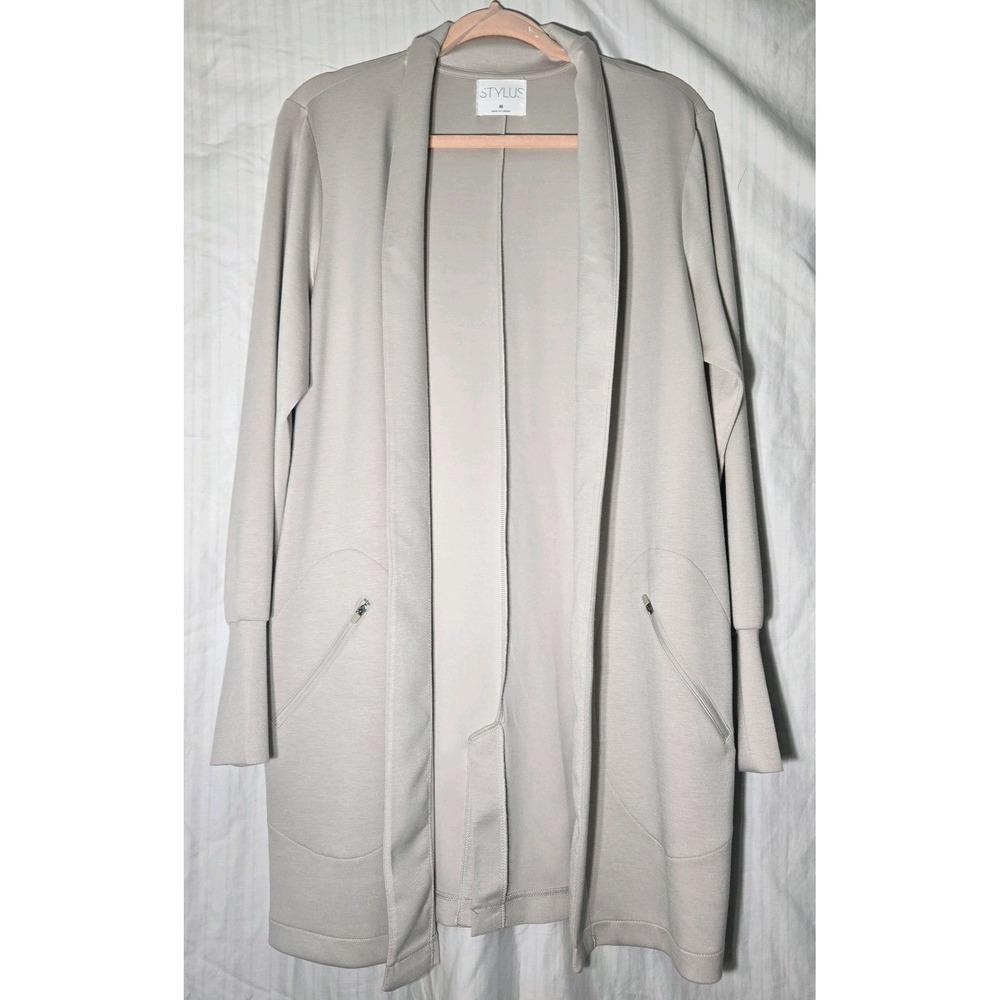 Stylus Brand cardigan Beige/light Tan Oversized Zip-fastened Side Pockets Size M
